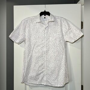 Topman Short Sleeve‎ Button Down Dress Shirt - White Size Medium